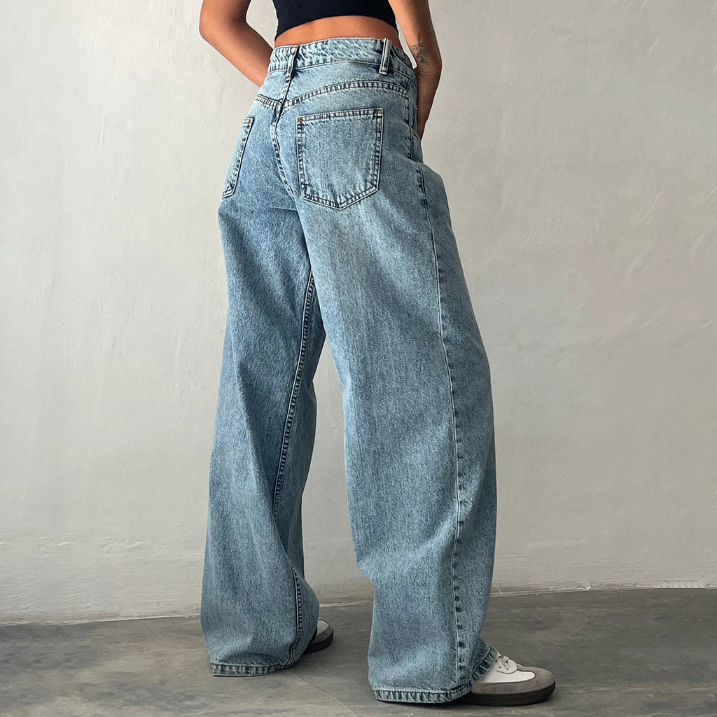 Low Rise Baggy Straight Leg Jeans — Y2K Boyfriend Street - BaeSprout.com