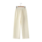 V - Neck Hoodie Wide Leg Pants Set Two Piece Fleece — Quiet Luxury Casual - BaeSprout.com