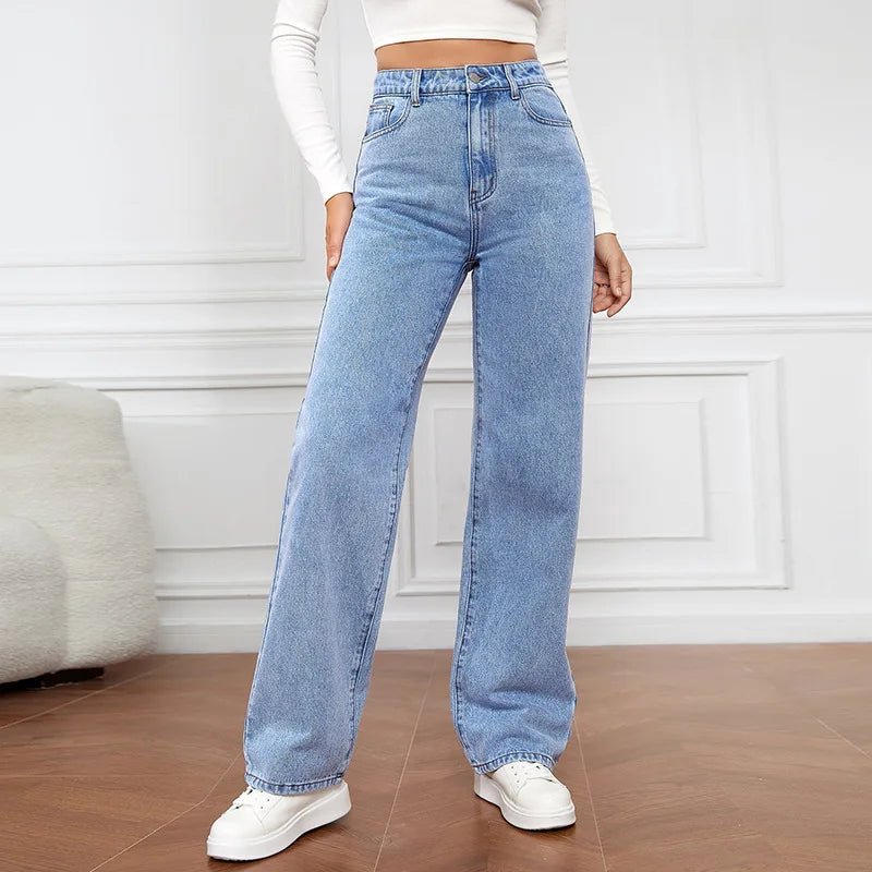 Light Wash High Waist Baggy Straight Jeans — Y2K Retro Street - BaeSprout.com