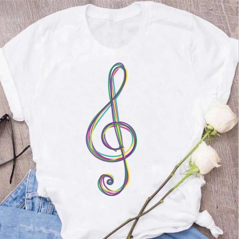 Music Heartbeat Graphic Tee Short Sleeve — Indie Alt & Harajuku Style - BaeSprout.com