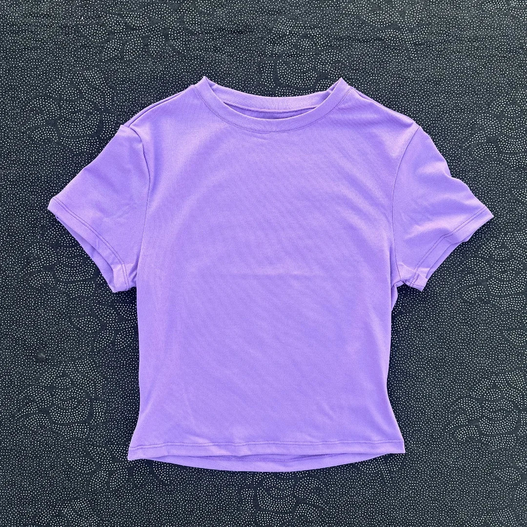 Fitted Crop Yoga Tee with Short Sleeves — Athleisure Active - BaeSprout.com