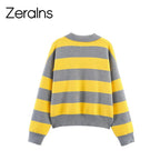 Striped Polo Collar Knit Sweater with Loose Fit — Preppy Y2K - BaeSprout.com