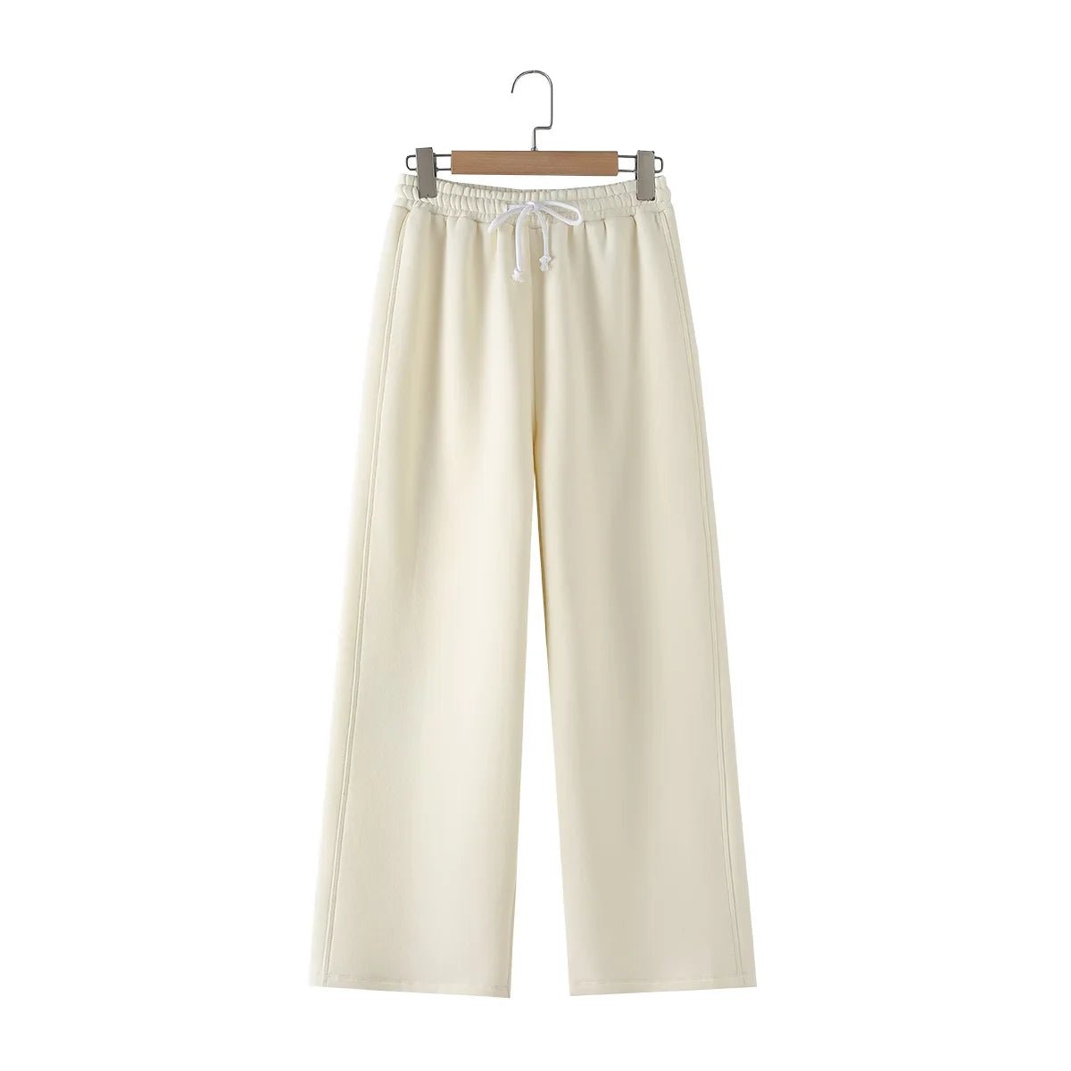 V - Neck Hoodie Wide Leg Pants Set Two Piece Fleece — Quiet Luxury Casual - BaeSprout.com
