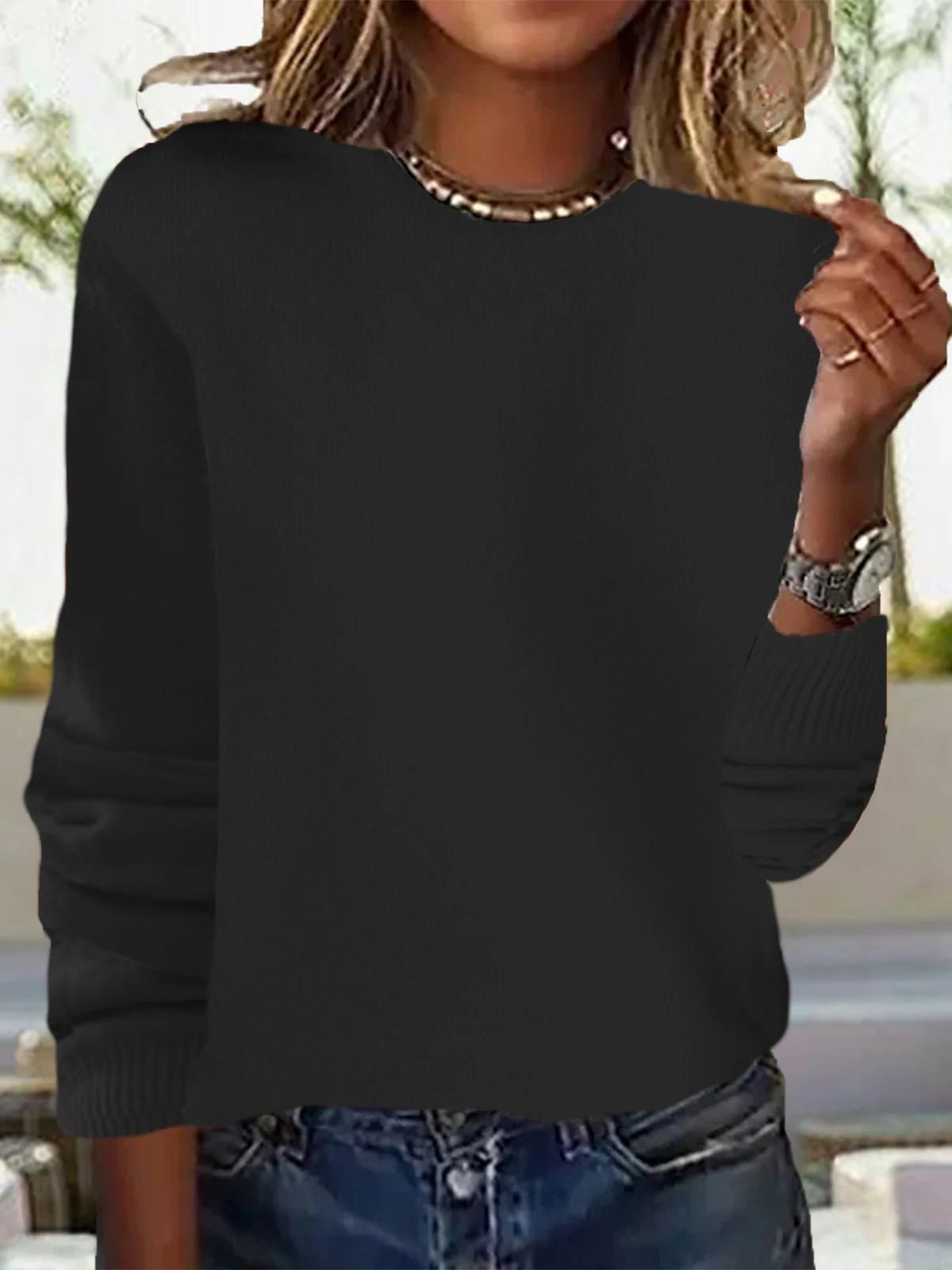 V - Neck Knit Pullover Sweater with Long Sleeves — Casual Minimal - BaeSprout.com