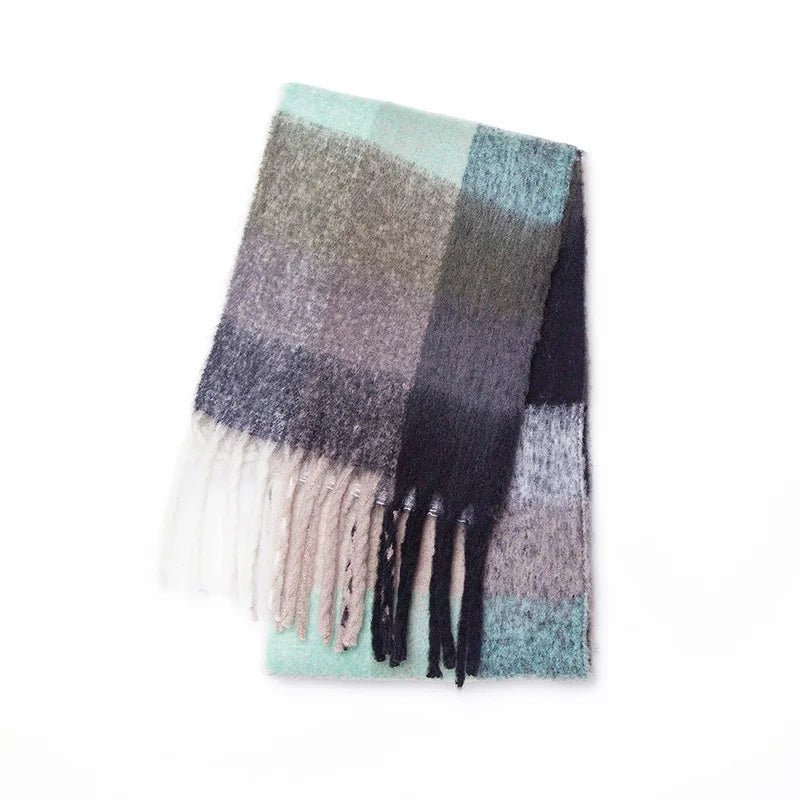 Fuzzy Color Block Tassel Scarf — Y2K Indie Winter Style - BaeSprout.com