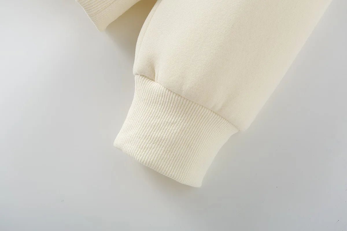 V - Neck Hoodie Wide Leg Pants Set Two Piece Fleece — Quiet Luxury Casual - BaeSprout.com