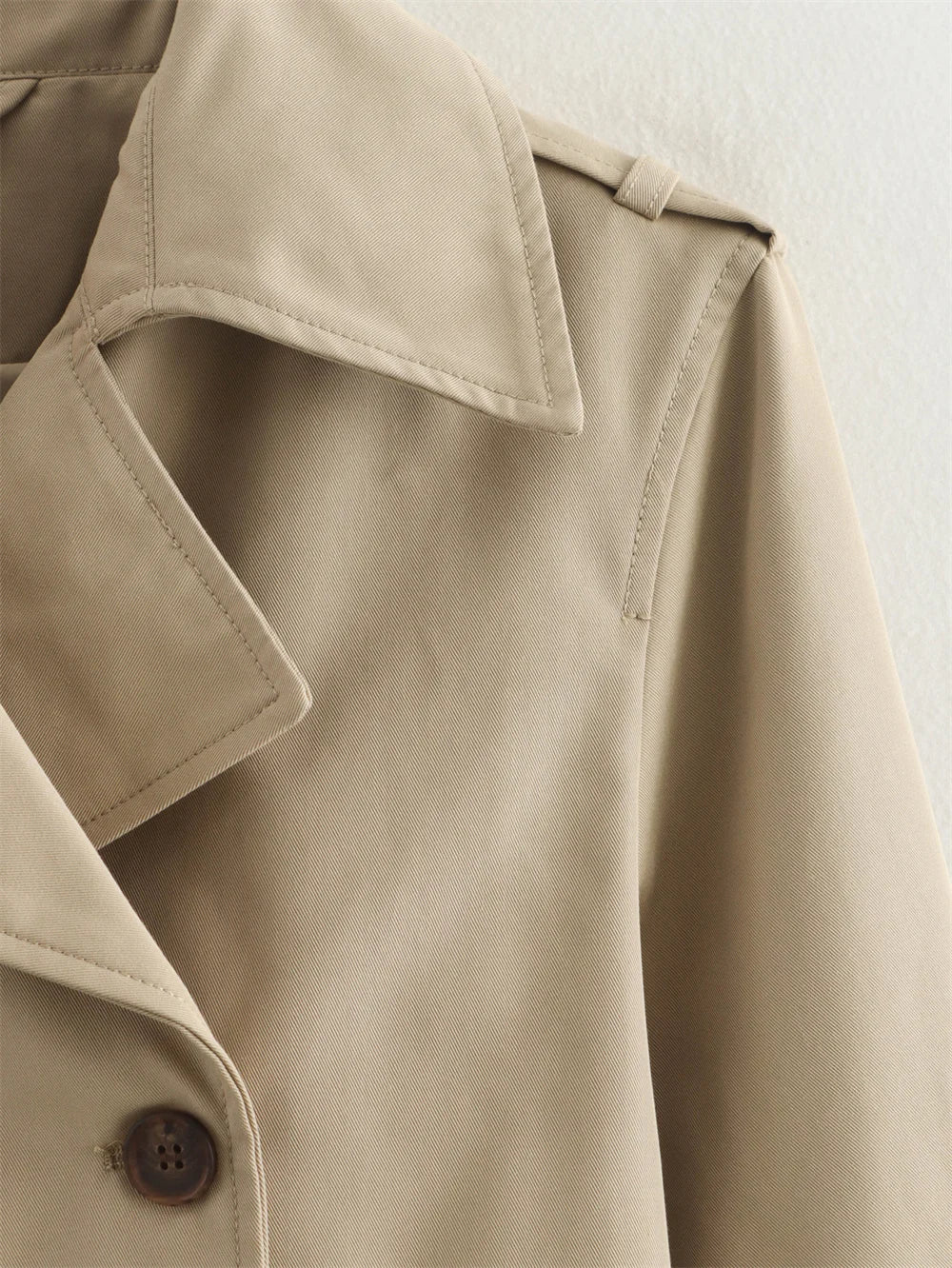 Cropped Trench Coat Double Breasted Lapel — Quiet Luxury Old Money Style - BaeSprout.com