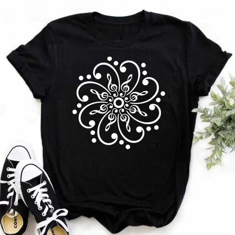 Music Heartbeat Graphic Tee Short Sleeve — Indie Alt & Harajuku Style - BaeSprout.com