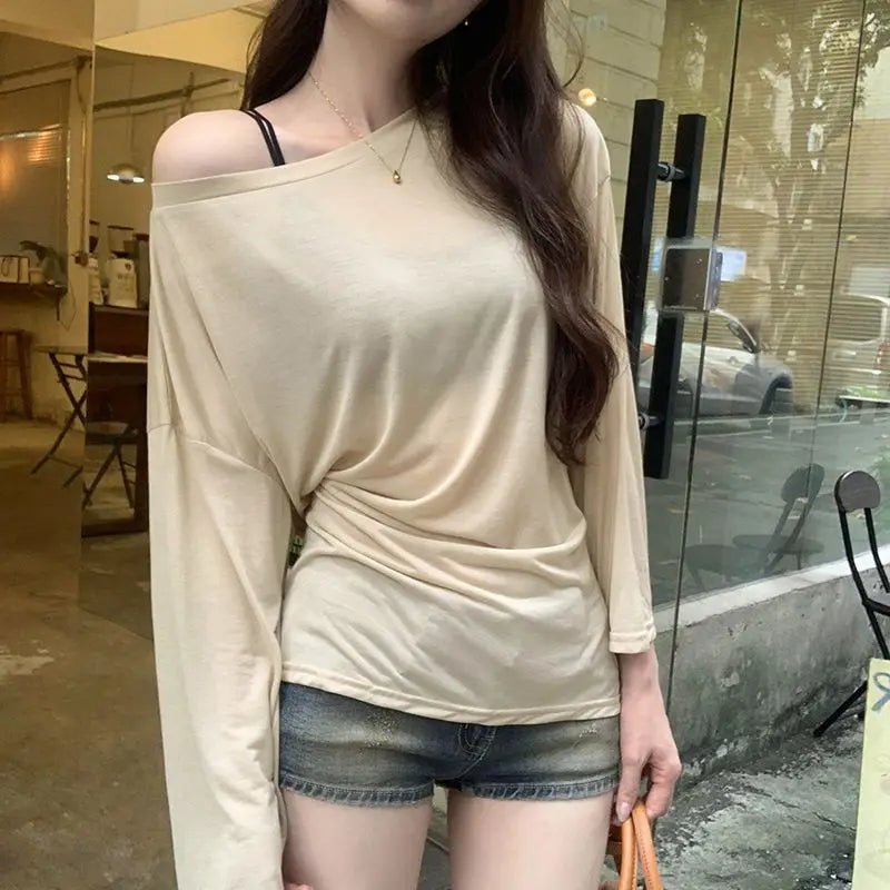 Sheer Off - Shoulder Oversize Long Sleeve Top - BaeSprout.com