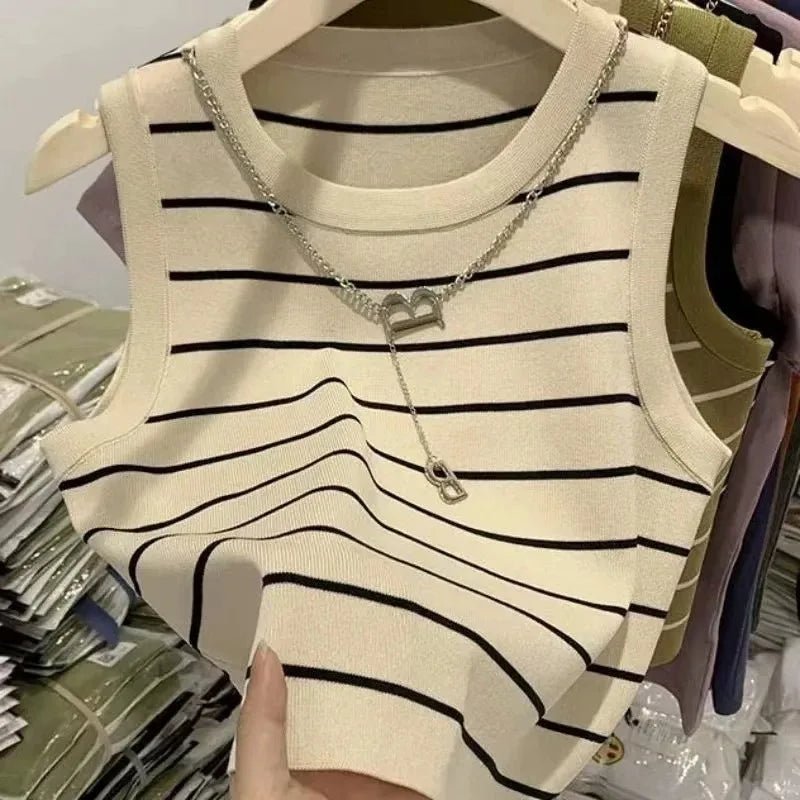 Striped Knit Waistcoat for Women - BaeSprout.com