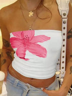 Floral Print Strapless Tube Top — Y2K Summer Street