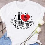 Music Heartbeat Graphic Tee Short Sleeve — Indie Alt & Harajuku Style - BaeSprout.com