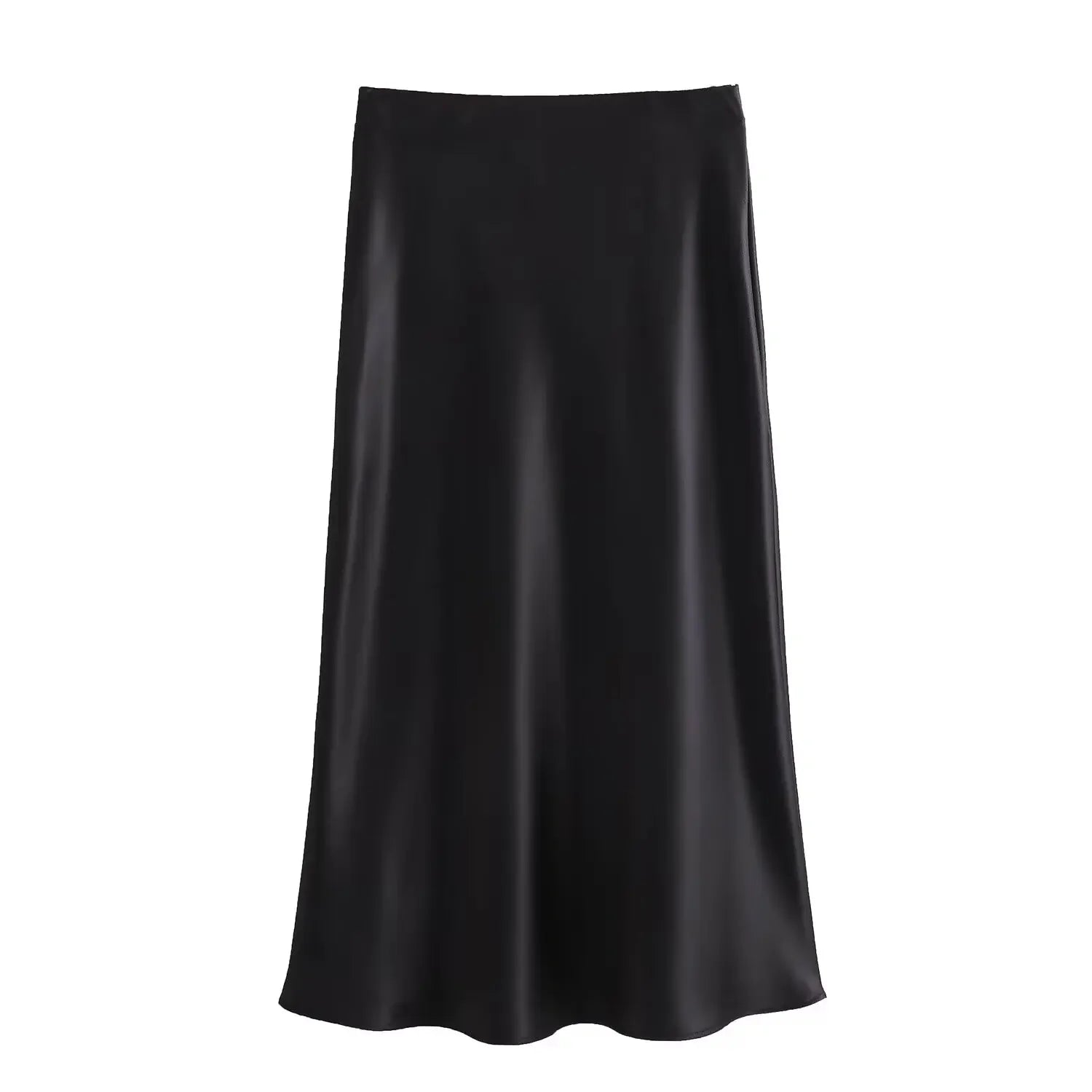 Satin Midi Skirt High Waist Flowy A - Line — Quiet Luxury Old Money Chic - BaeSprout.com