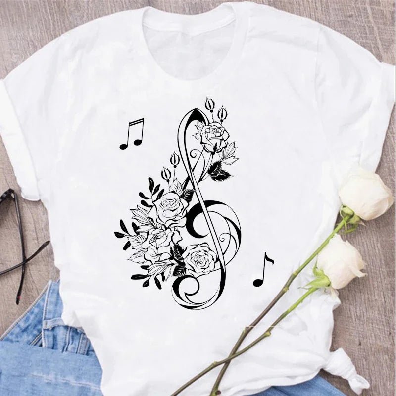 Music Heartbeat Graphic Tee Short Sleeve — Indie Alt & Harajuku Style - BaeSprout.com