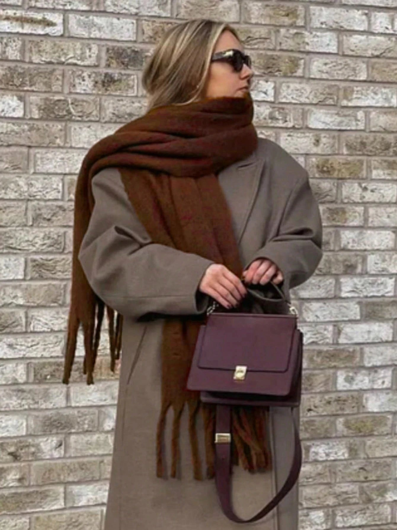 Solid Fuzzy Oversized Scarf Long Tassel Wrap — Quiet Luxury Winter - BaeSprout.com