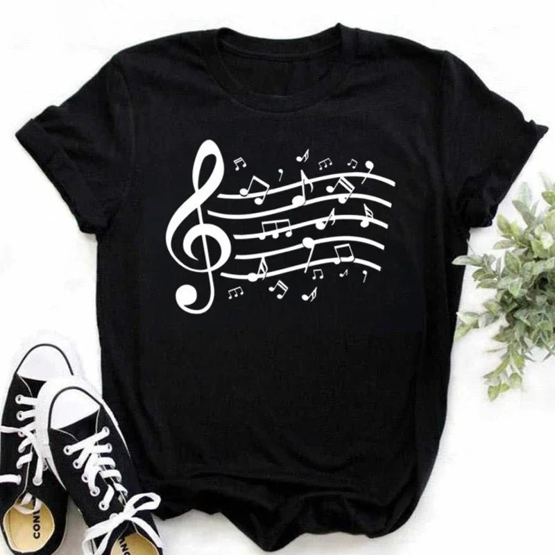 Music Heartbeat Graphic Tee Short Sleeve — Indie Alt & Harajuku Style - BaeSprout.com