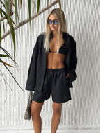 Linen Wide Leg Pants Set Two Piece Oversized Shirt — Clean Girl Beach Chic - BaeSprout.com