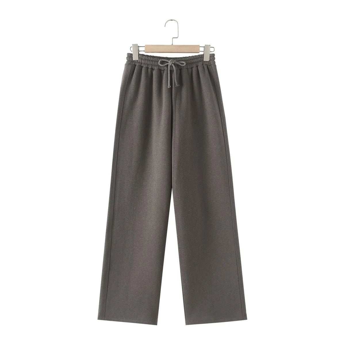 V - Neck Hoodie Wide Leg Pants Set Two Piece Fleece — Quiet Luxury Casual - BaeSprout.com