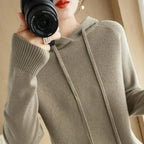 Cozy Knit Hooded Pullover Sweater with Drawstring — Casual Winter - BaeSprout.com