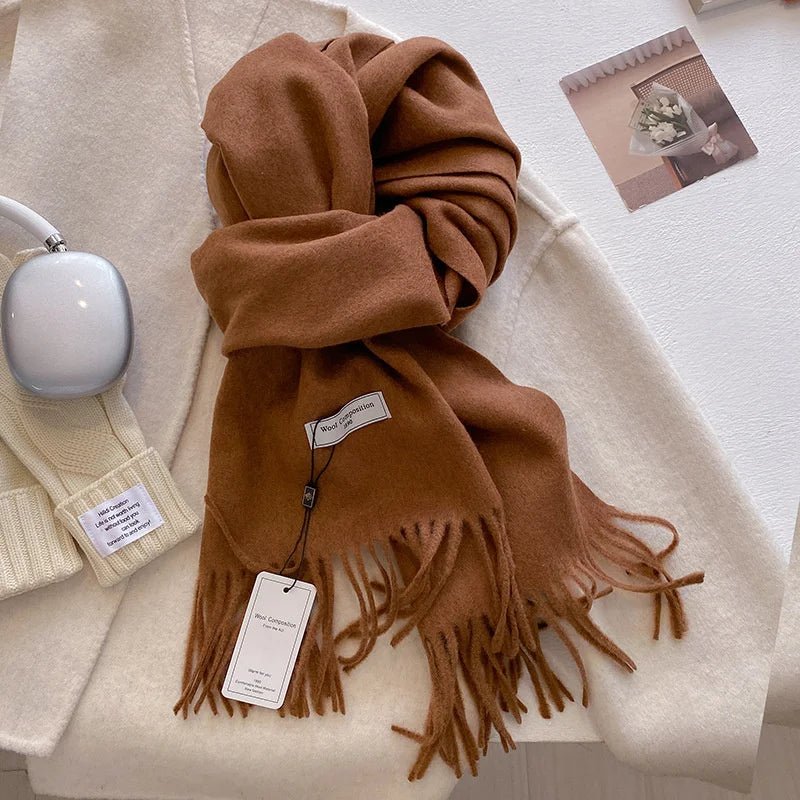 Cashmere Feel Tassel Scarf Oversized Wrap — Quiet Luxury Winter Essential - BaeSprout.com