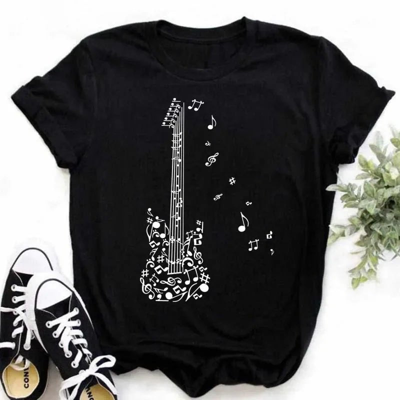 Music Heartbeat Graphic Tee Short Sleeve — Indie Alt & Harajuku Style - BaeSprout.com