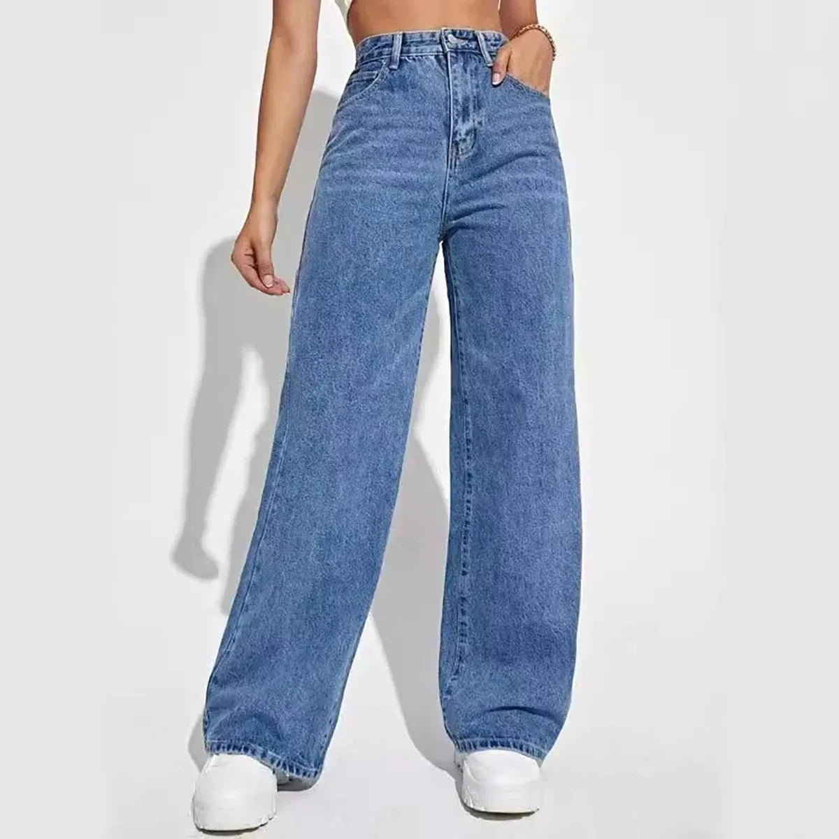 Light Wash High Waist Baggy Straight Jeans — Y2K Retro Street - BaeSprout.com