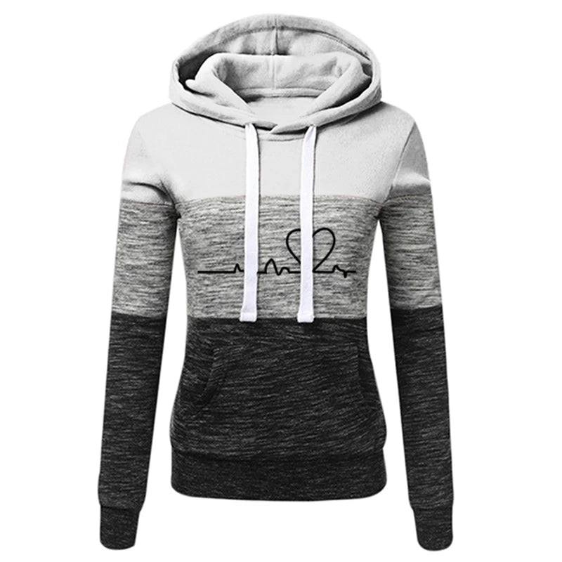 Color Block Hoodie Jogger Set Two Piece Heartbeat — Y2K Sporty Streetwear - BaeSprout.com