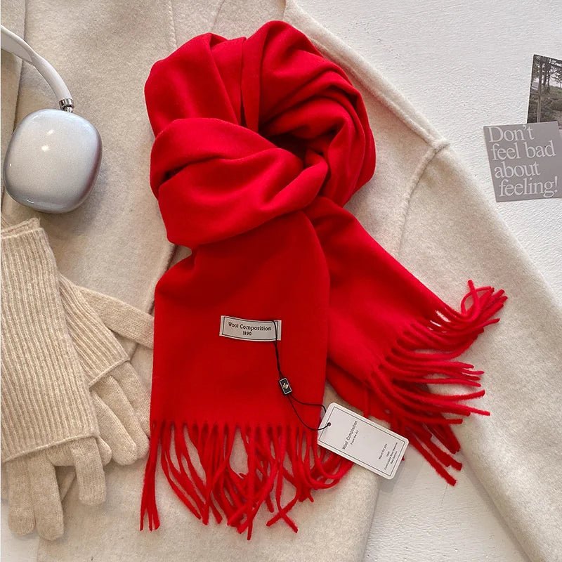Cashmere Feel Tassel Scarf Oversized Wrap — Quiet Luxury Winter Essential - BaeSprout.com