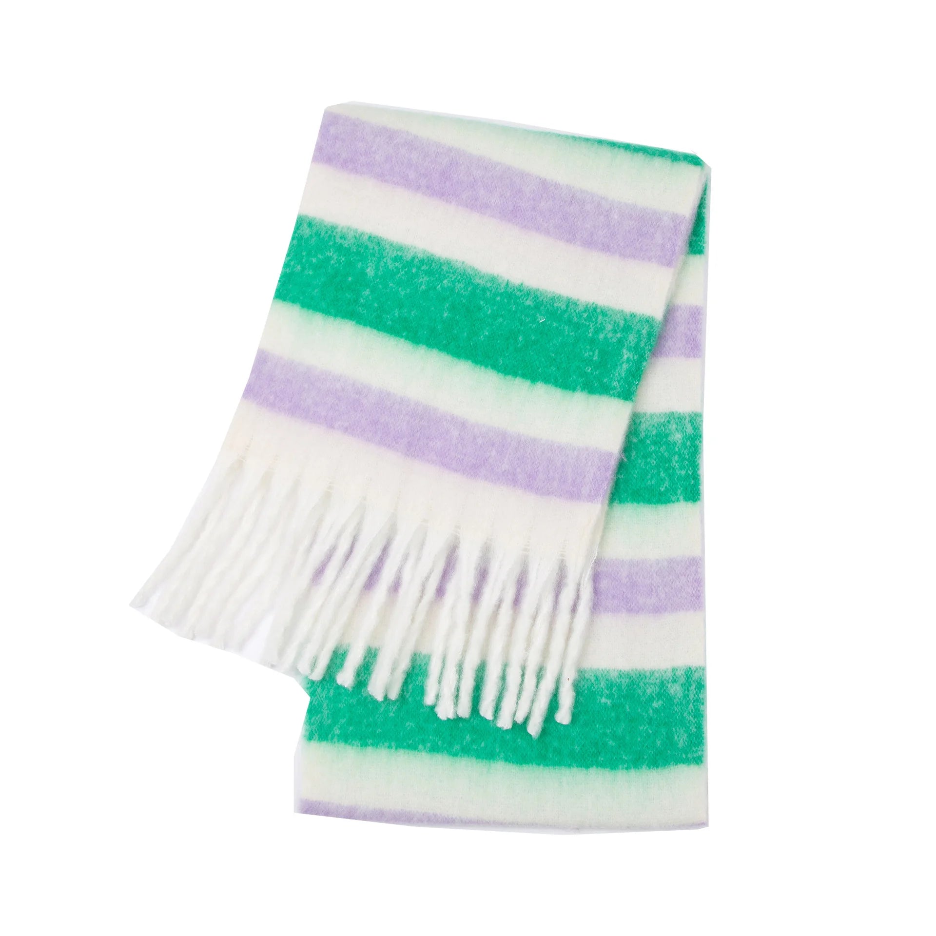 Fuzzy Color Block Tassel Scarf — Y2K Indie Winter Style - BaeSprout.com