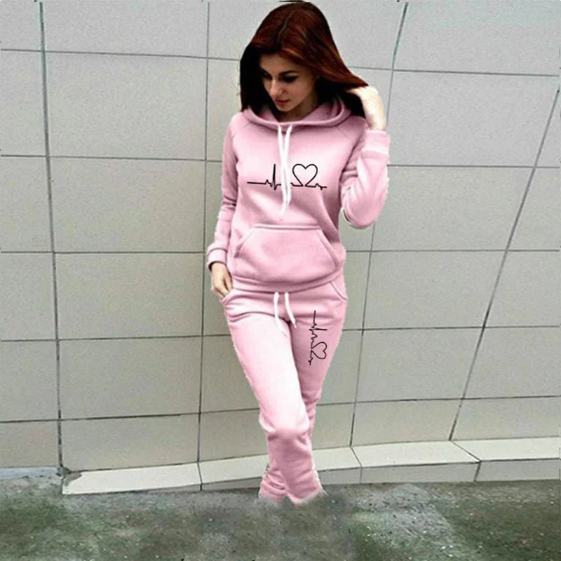 Heartbeat Graphic Hoodie Jogger Set Two Piece — Y2K Coquette Loungewear - BaeSprout.com