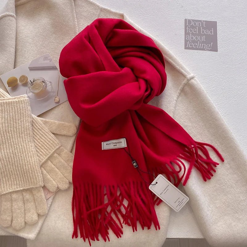 Cashmere Feel Tassel Scarf Oversized Wrap — Quiet Luxury Winter Essential - BaeSprout.com