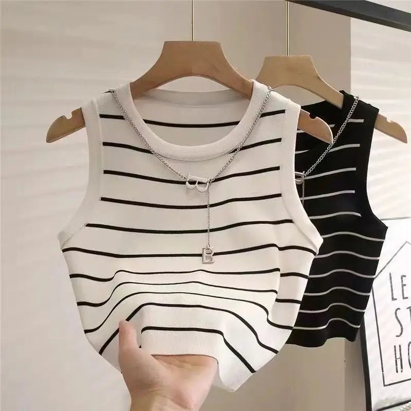 Striped Knit Waistcoat for Women - BaeSprout.com