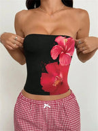 Floral Print Strapless Tube Top — Y2K Summer Street