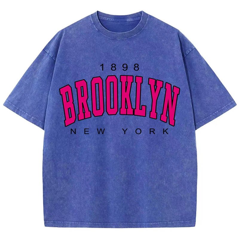 Brooklyn New York Washed Graphic Tee Oversized — Y2K Varsity - BaeSprout.com