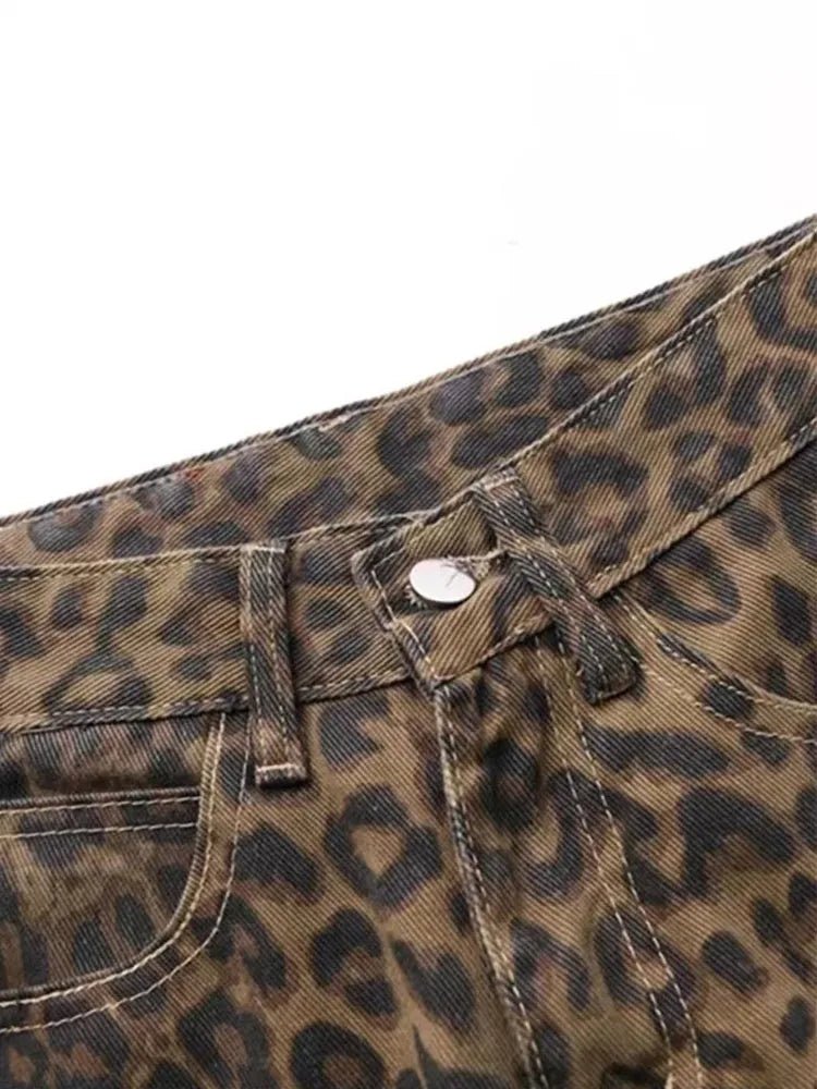 Leopard Print Straight - Leg Jeans - BaeSprout.com