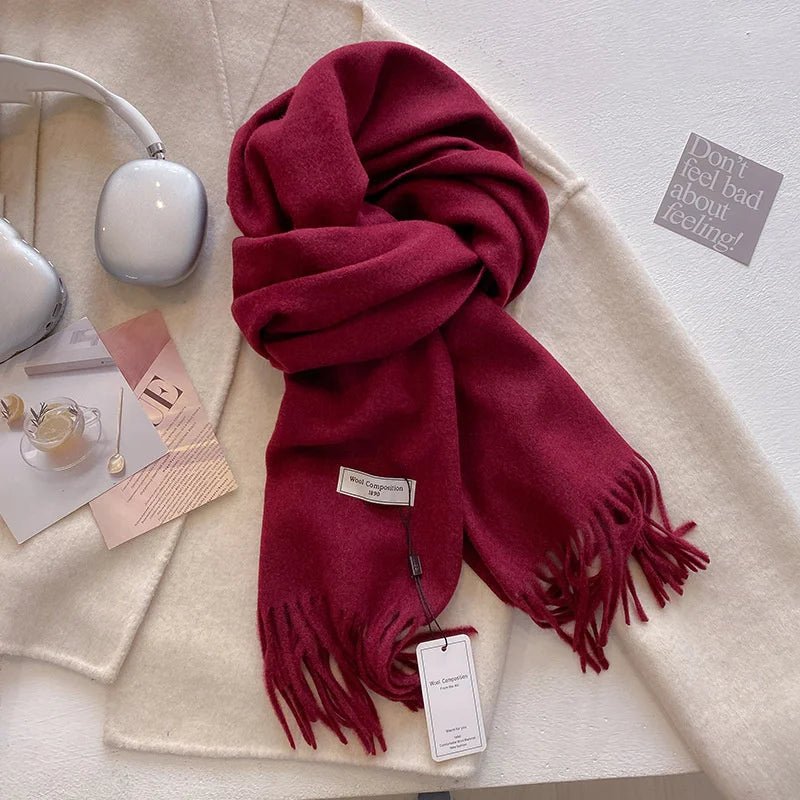 Cashmere Feel Tassel Scarf Oversized Wrap — Quiet Luxury Winter Essential - BaeSprout.com