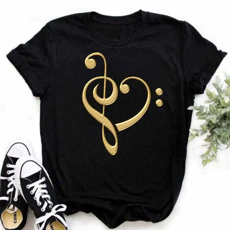 Music Heartbeat Graphic Tee Short Sleeve — Indie Alt & Harajuku Style - BaeSprout.com