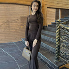 Slinky Long Sleeve Wide Leg Set Two Piece — Y2K Baddie Going Out - BaeSprout.com