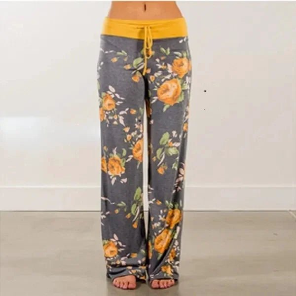 Floral Print Wide - Leg Yoga Pants Fold - Over Waist — Boho Active - BaeSprout.com