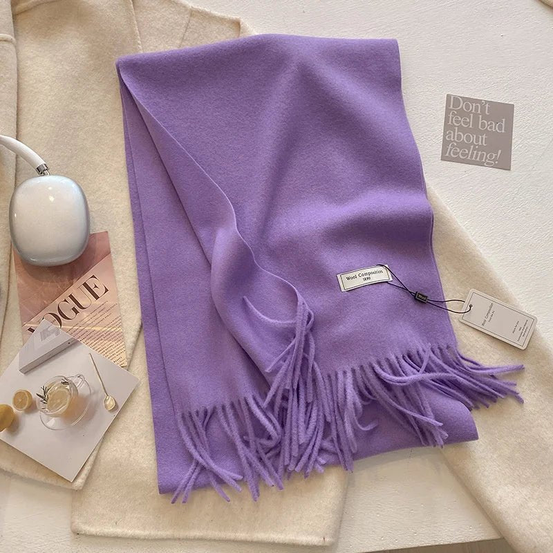 Cashmere Feel Tassel Scarf Oversized Wrap — Quiet Luxury Winter Essential - BaeSprout.com