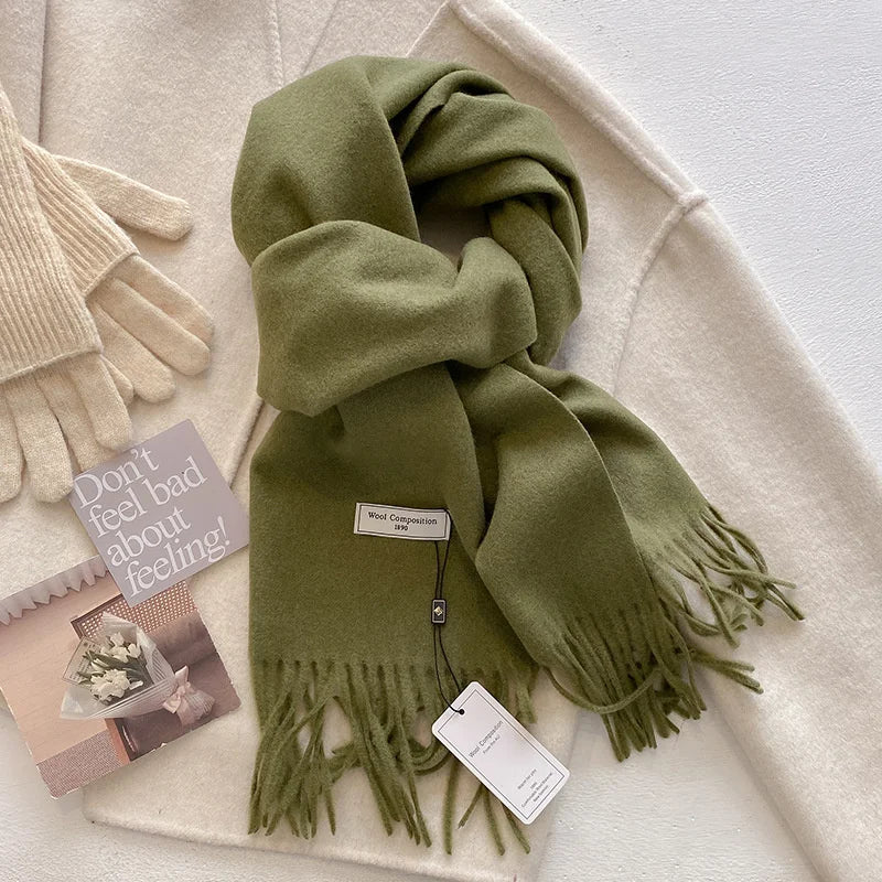 Cashmere Feel Tassel Scarf Oversized Wrap — Quiet Luxury Winter Essential - BaeSprout.com