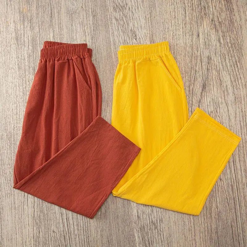 Cotton Linen Harem Pants with Elastic Waist — Boho Casual Summer - BaeSprout.com