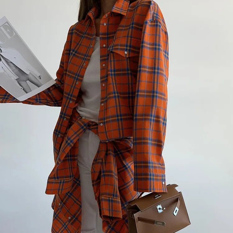 Oversized Plaid Flannel Shirt Button - Down Lapel — Indie Grunge Y2K - BaeSprout.com