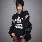 Slogan Print Fitted Crop Tee with Short Sleeves — Y2K Harajuku - BaeSprout.com