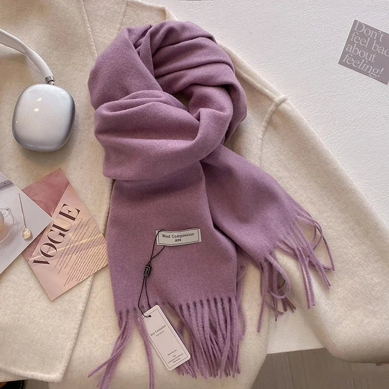 Cashmere Feel Tassel Scarf Oversized Wrap — Quiet Luxury Winter Essential - BaeSprout.com