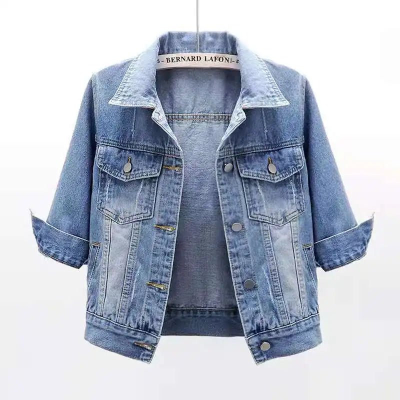 Colored Denim Jacket with Button Front — Y2K Casual Street - BaeSprout.com