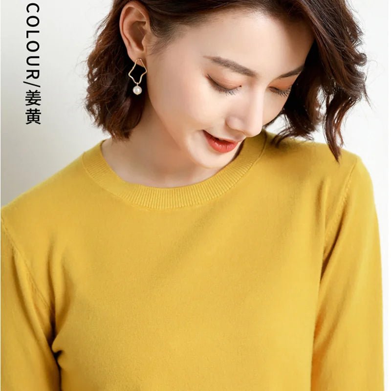 Crew Neck Cashmere - Blend Pullover Sweater - Quiet Luxury - BaeSprout.com