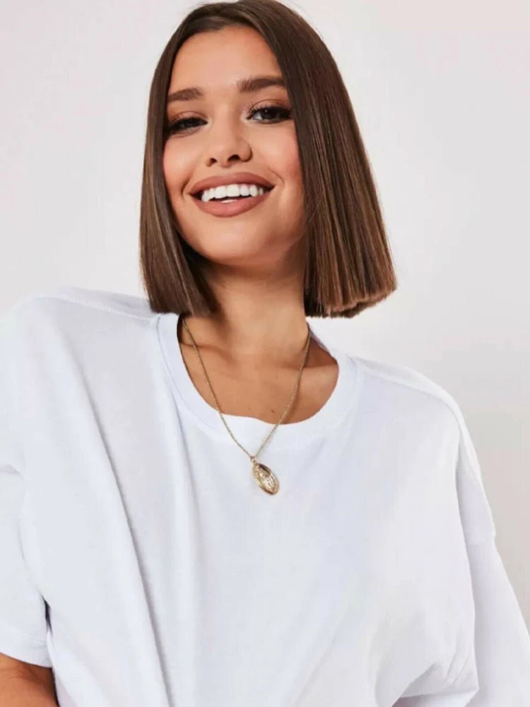 Oversized Cotton Crop Tee with Short Sleeves — Y2K Casual - BaeSprout.com