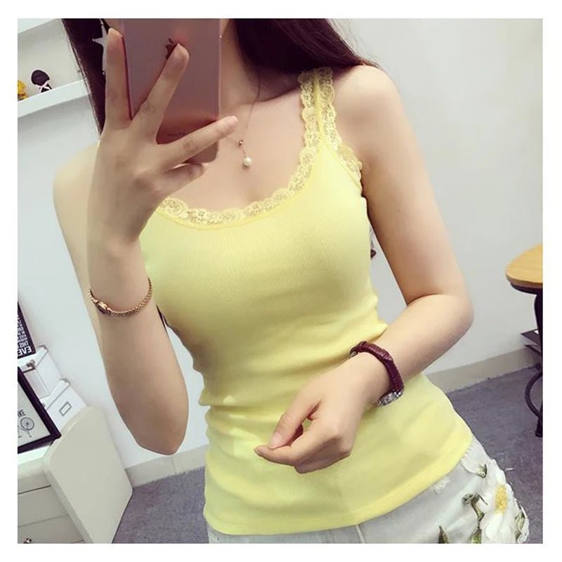 Lace Trim Sleeveless Tank Top - BaeSprout.com