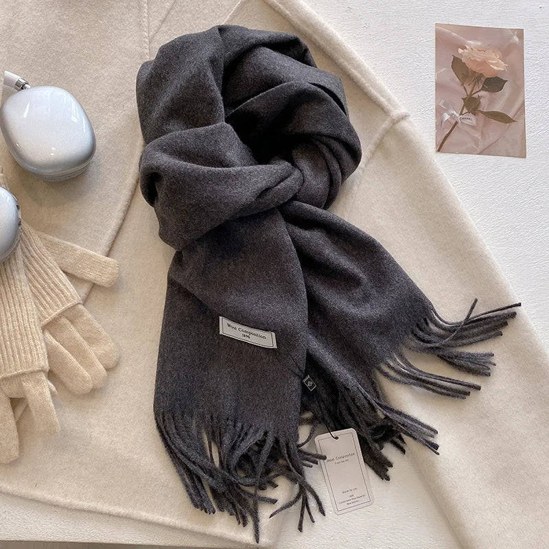 Cashmere Feel Tassel Scarf Oversized Wrap — Quiet Luxury Winter Essential - BaeSprout.com